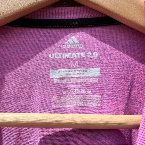 Adidas Ultimate 2.0 V Neck T Shirt Pink Womens Size Medium Short Sleeve Tee - Picture 3 of 7